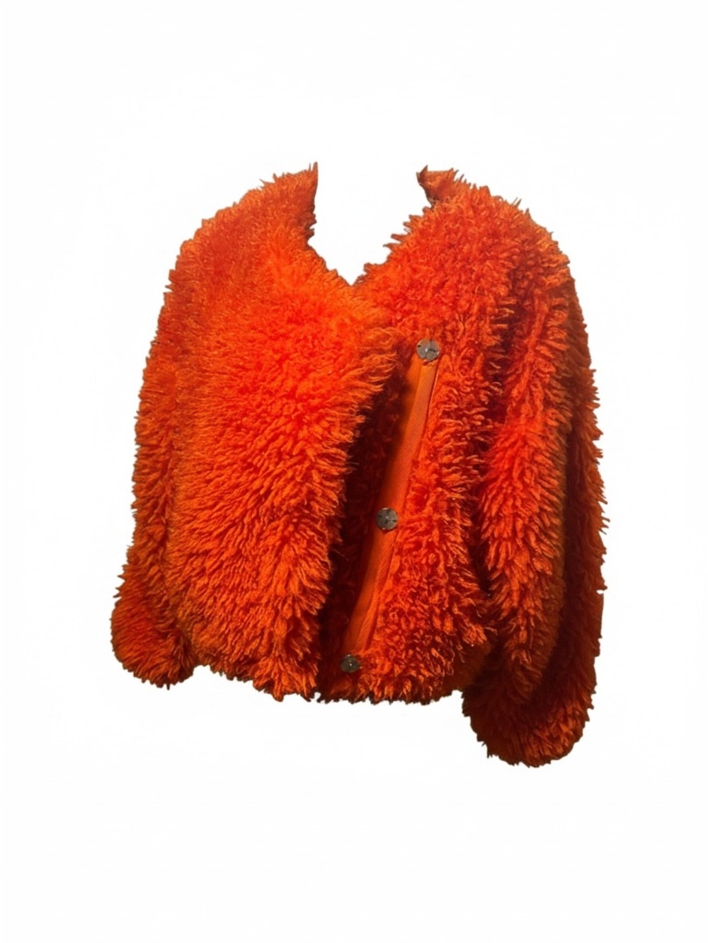 Free People Vibrant Orange Faux Shearling Teddy Jacket